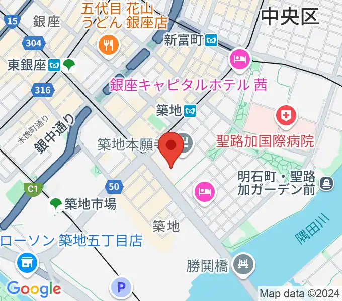 築地本願寺ブディストホールの地図