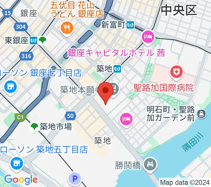 築地本願寺ブディストホールの地図