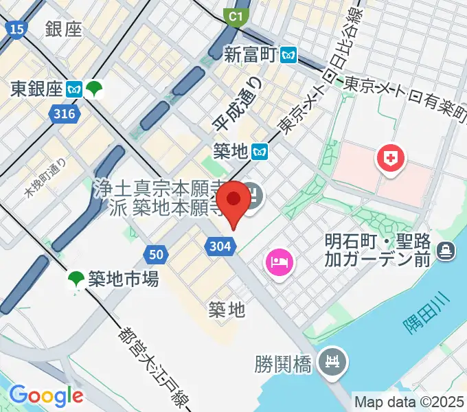 築地本願寺ブディストホールの地図
