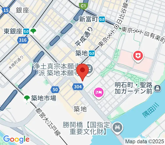 築地本願寺ブディストホールの地図