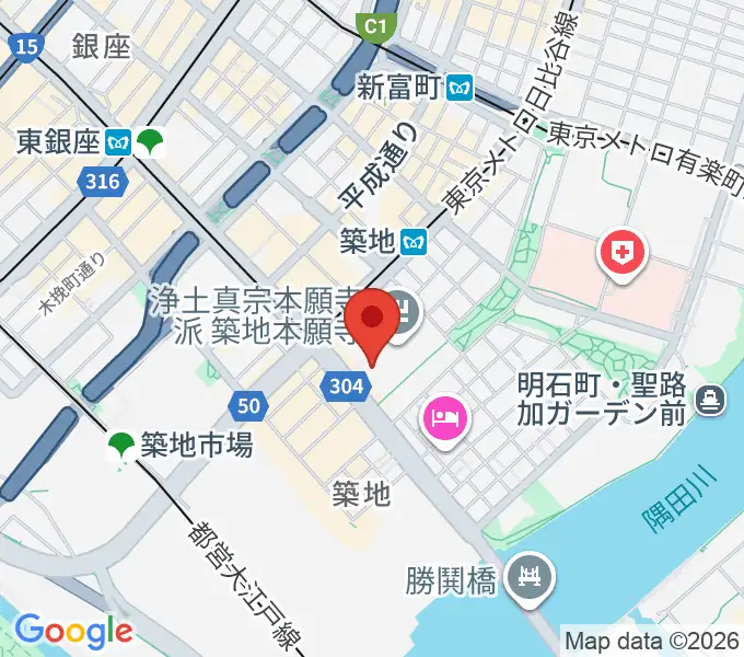 築地本願寺ブディストホールの地図