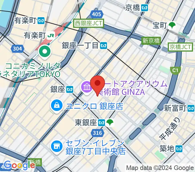 銀座 王子ホールの地図