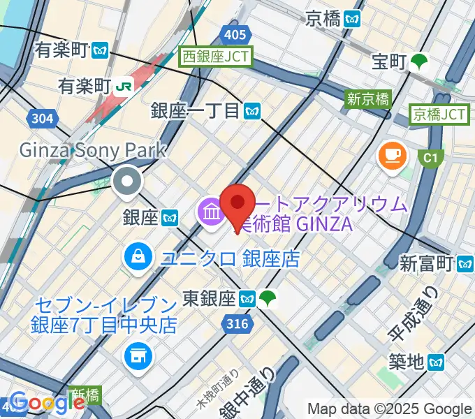 銀座 王子ホールの地図