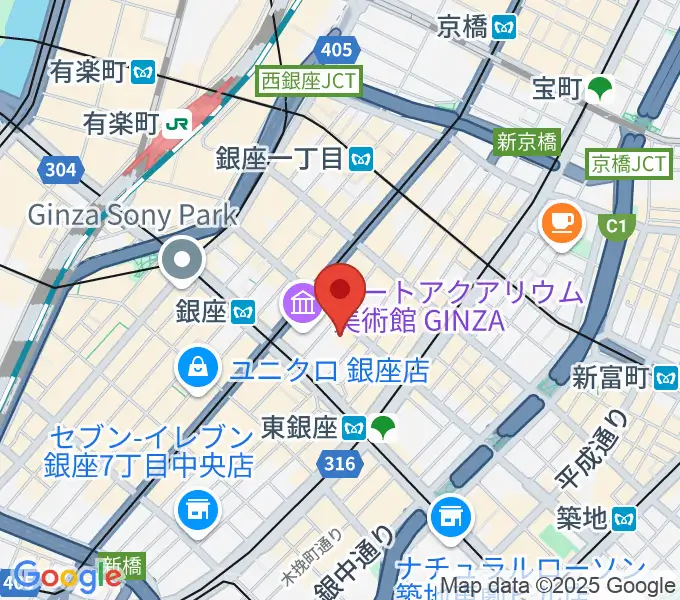 銀座 王子ホールの地図