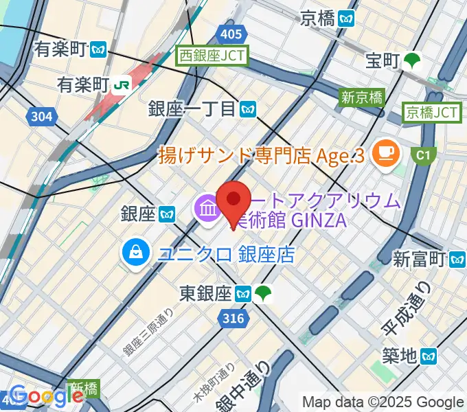 銀座 王子ホールの地図
