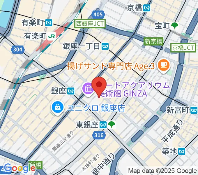 銀座 王子ホールの地図