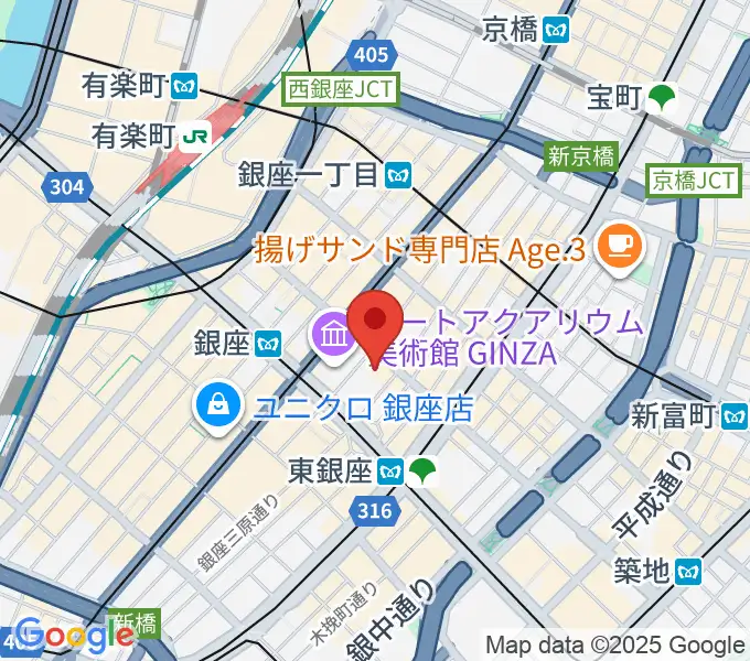 銀座 王子ホールの地図