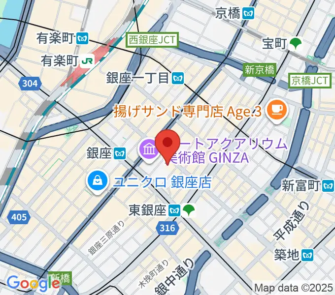 銀座 王子ホールの地図