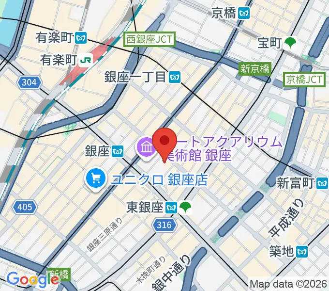 銀座 王子ホールの地図