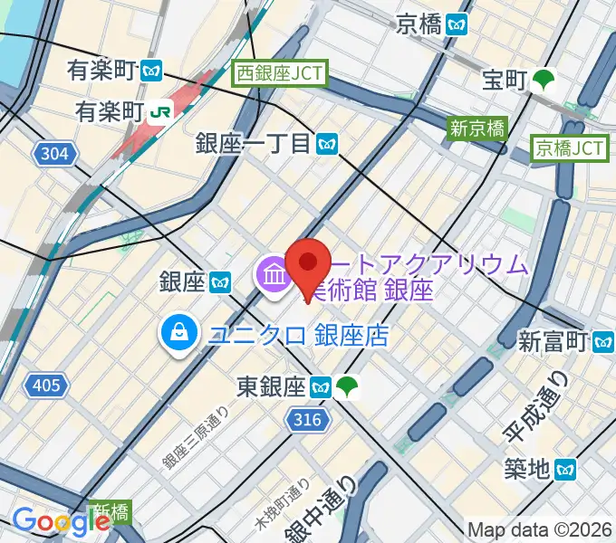 銀座 王子ホールの地図