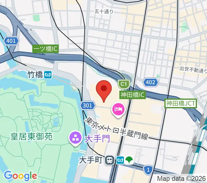 日経ホールの地図