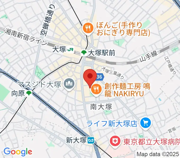 南大塚ホールの地図