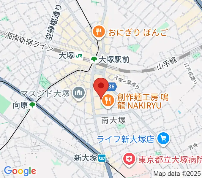 南大塚ホールの地図