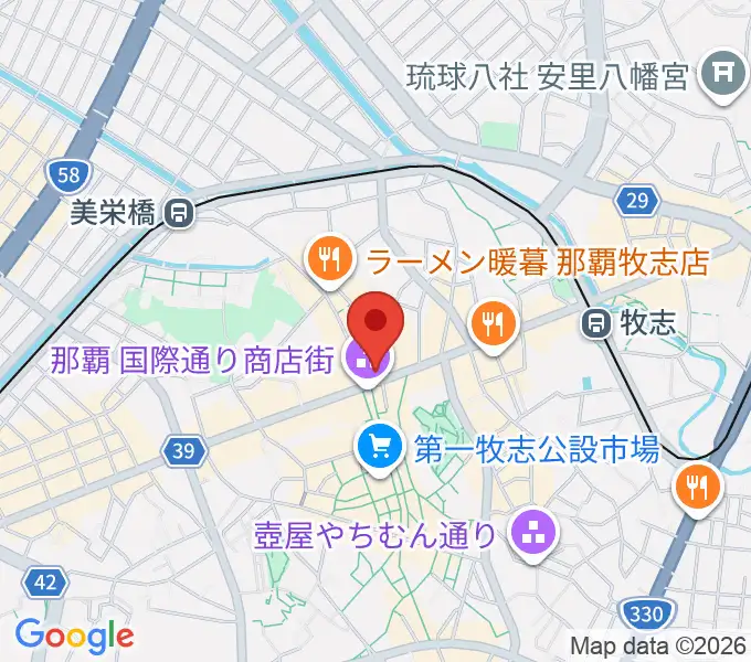 沖縄音楽食堂ライラの地図