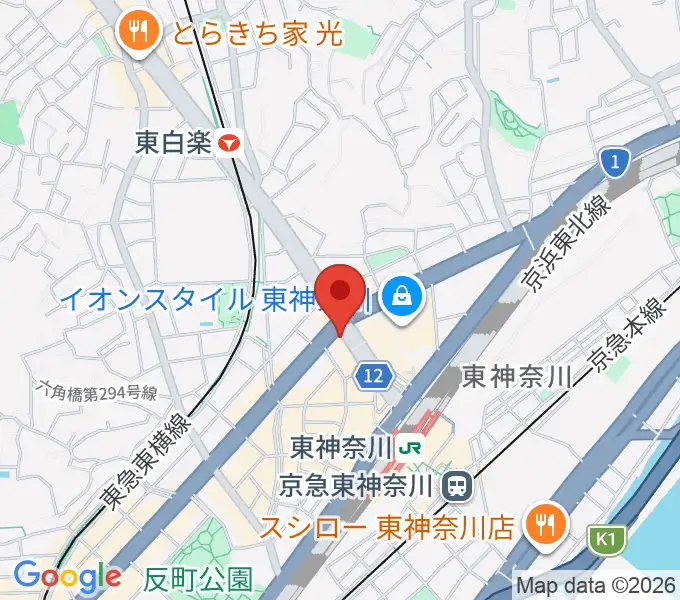 東神奈川音楽英語教育研究所の地図