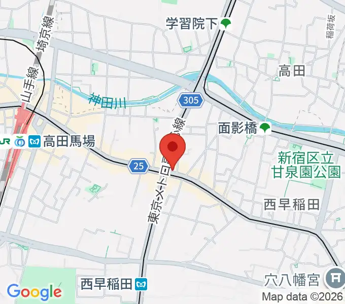 高田馬場新堀ギター音楽院の地図