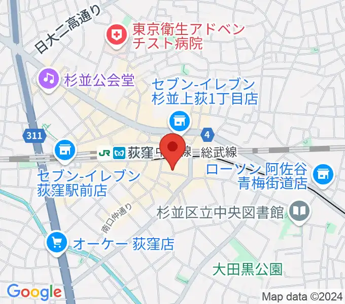 荻窪ミュージックセンターの地図