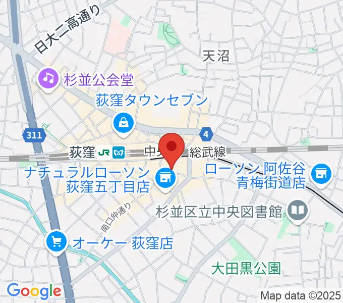 荻窪ミュージックセンターの地図