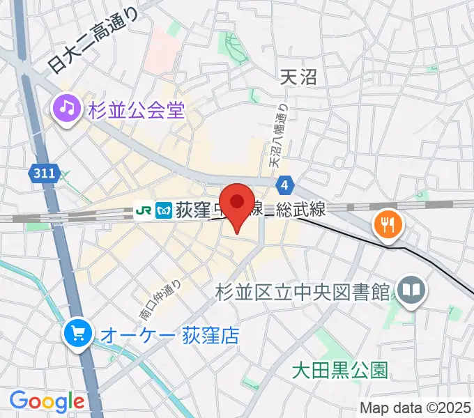 荻窪ミュージックセンターの地図