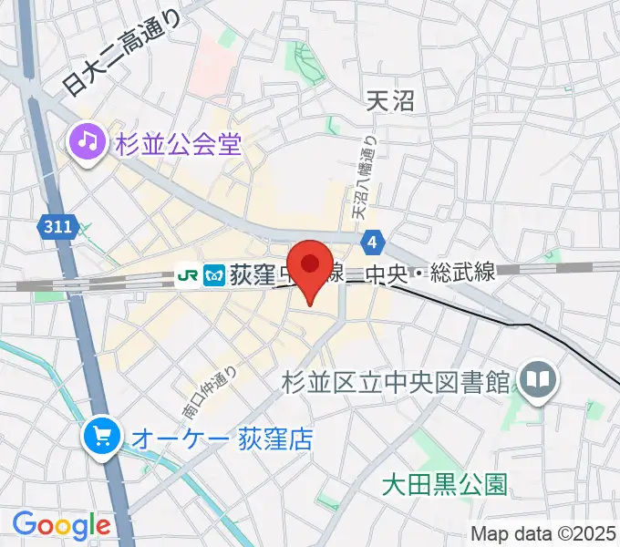 荻窪ミュージックセンターの地図