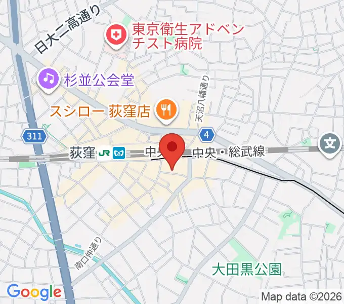 荻窪ミュージックセンターの地図