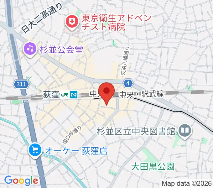 荻窪ミュージックセンターの地図