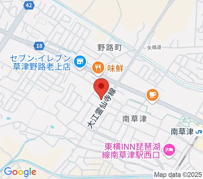ロマン楽器 草津本店・ロマンホールの地図