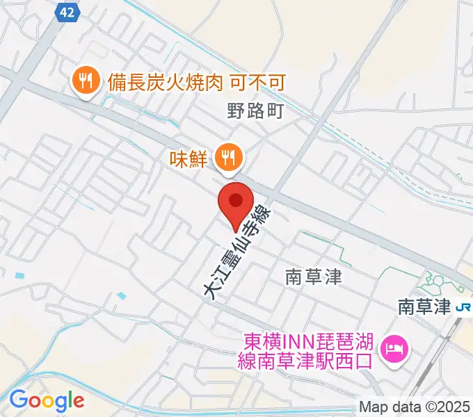 ロマン楽器 草津本店・ロマンホールの地図