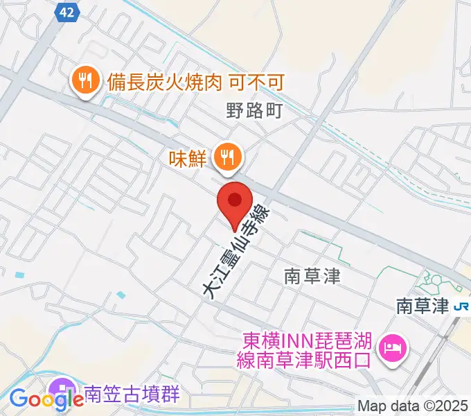 ロマン楽器 草津本店・ロマンホールの地図