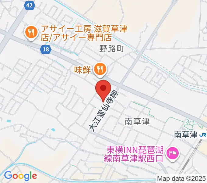 ロマン楽器 草津本店・ロマンホールの地図