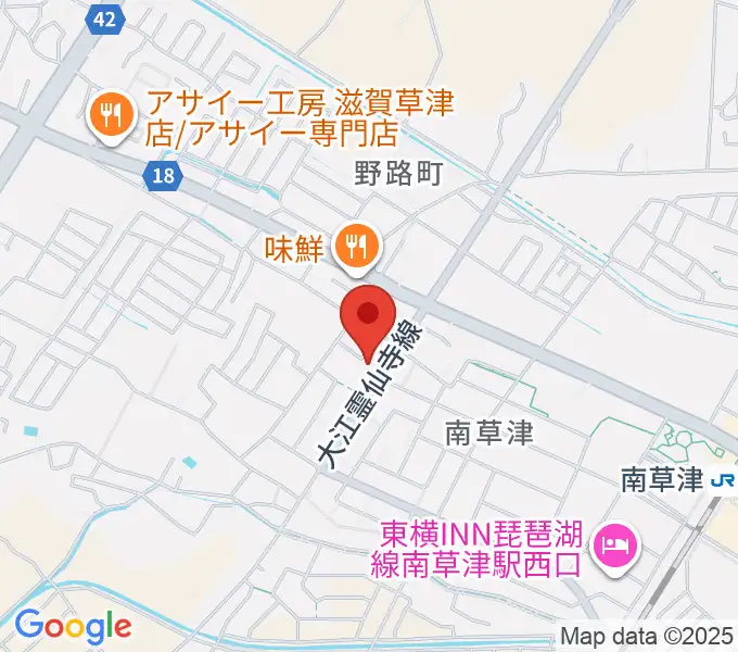 ロマン楽器 草津本店・ロマンホールの地図
