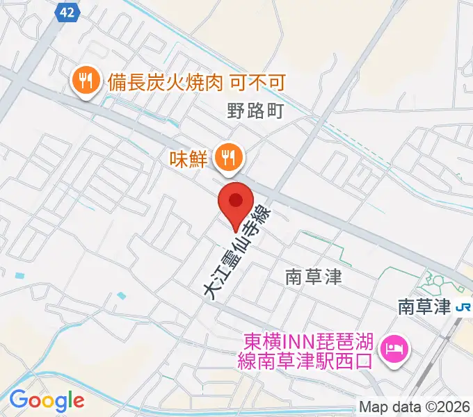 ロマン楽器 草津本店・ロマンホールの地図