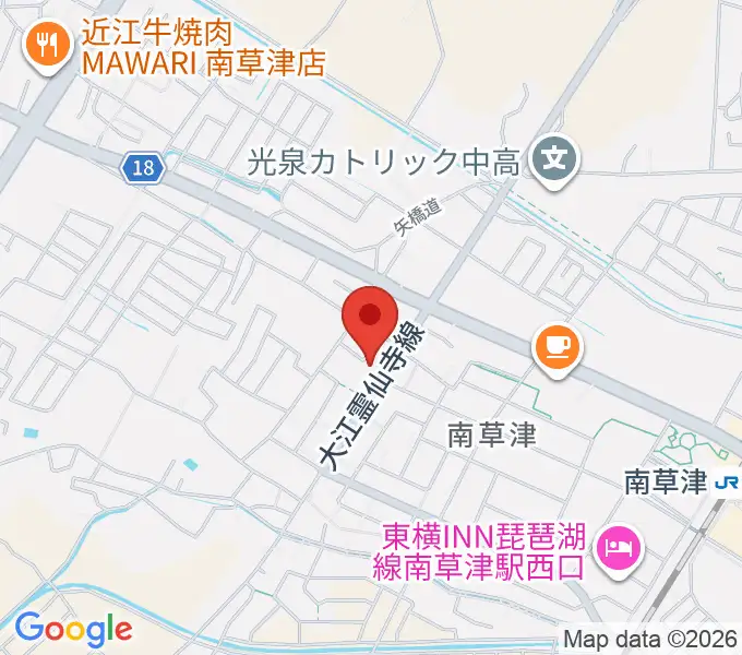 ロマン楽器 草津本店・ロマンホールの地図