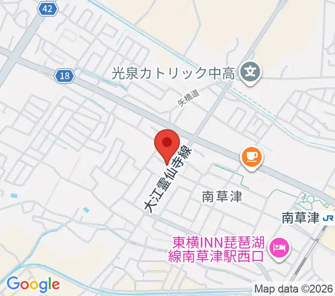 ロマン楽器 草津本店・ロマンホールの地図
