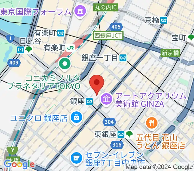 銀座十字屋ハープ＆フルートサロンの地図