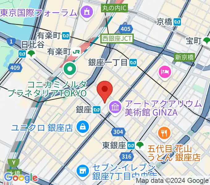 銀座十字屋ハープ＆フルートサロンの地図