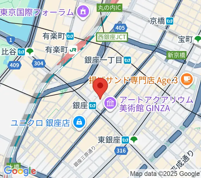 銀座十字屋ハープ＆フルートサロンの地図
