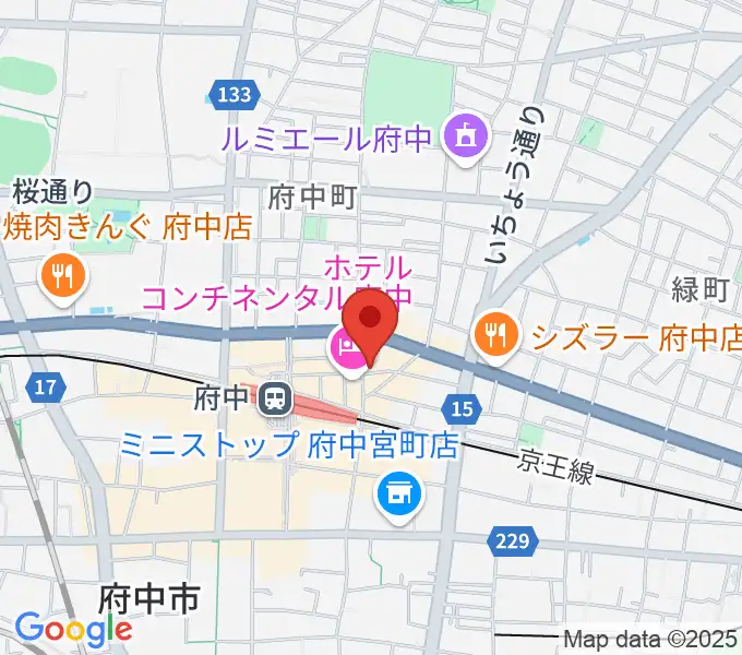 東京府中ギター教室の地図