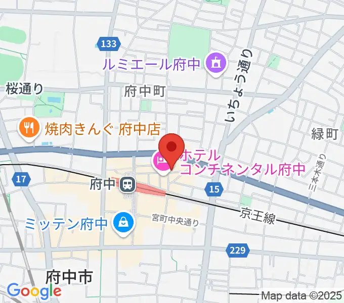 東京府中ギター教室の地図