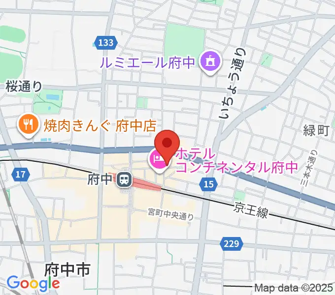 東京府中ギター教室の地図