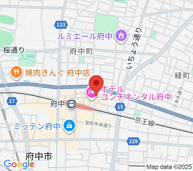 東京府中ギター教室の地図