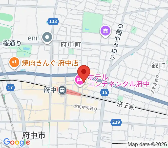 東京府中ギター教室の地図