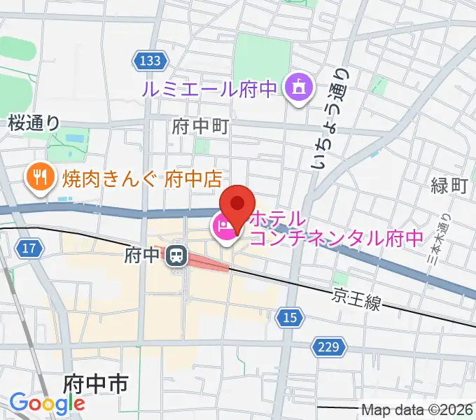 東京府中ギター教室の地図