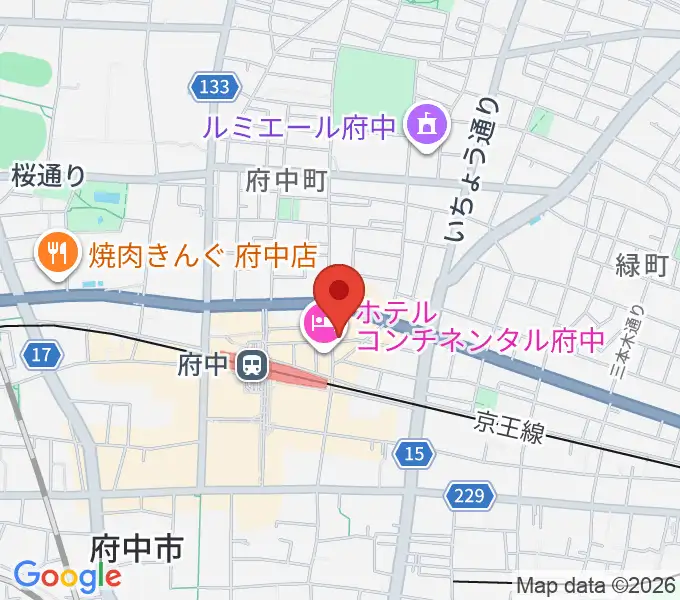 東京府中ギター教室の地図