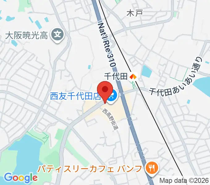 ニシバタ楽器の地図