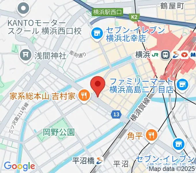 横浜ギタースクールの地図
