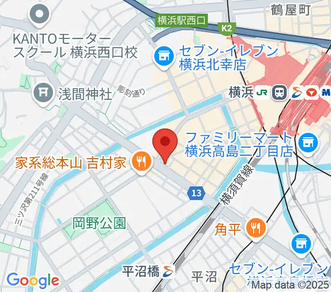 横浜ギタースクールの地図