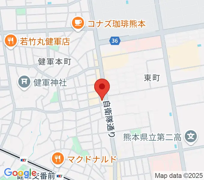 有明楽器 ピアノサービス熊本の地図