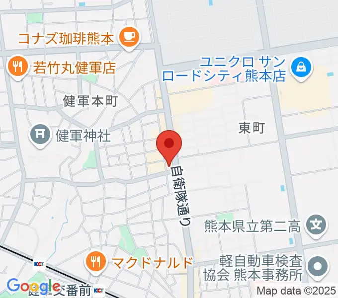 有明楽器 ピアノサービス熊本の地図