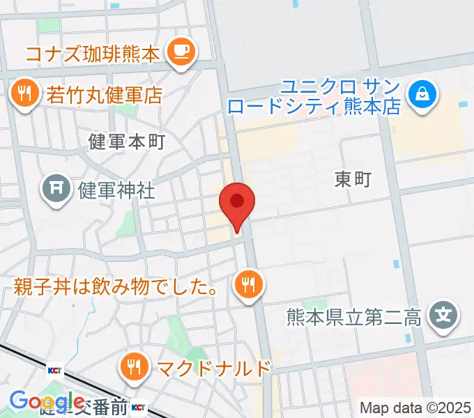 有明楽器 ピアノサービス熊本の地図
